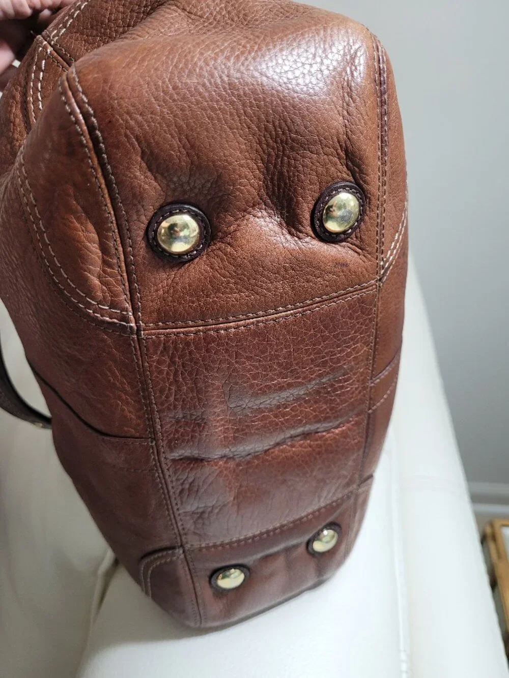 COACH* Rare Y2K*Two Toned*Pebbled Leather*Hampton Handbag*Cognac/Brown
